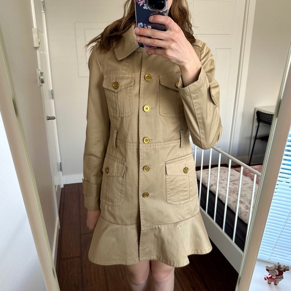 Tory Burch Abrielle Trench Coat Khaki Size 4 - Picture 2 of 8